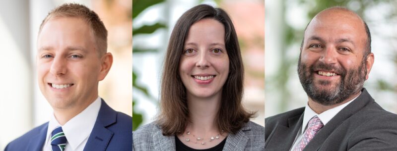 <p>Dan Fahey (left), Julia Potter (middle), and Tom Vercauteren (right) were recently named partners at the firm.</p>
